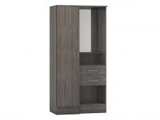 Seconique Seconique Nevada Black 1 Door 2 Drawer Mirrored Wardrobe