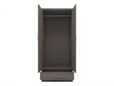 Seconique Seconique Nevada Black 2 Door 1 Drawer Mirrored Wardrobe