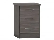 Seconique Seconique Nevada Black 3 Drawer Bedside Table