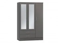 Seconique Seconique Nevada Matt Grey 3 Door 2 Drawer Mirrored Wardrobe