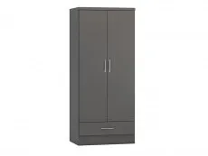 Seconique Seconique Nevada Matt Grey 2 Door 1 Drawer Double Wardrobe