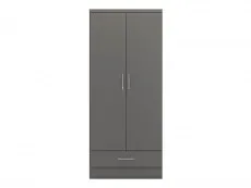 Seconique Seconique Nevada Matt Grey 2 Door 1 Drawer Double Wardrobe