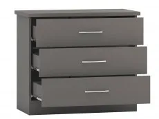 Seconique Seconique Nevada Matt Grey 3 Drawer Low Chest of Drawers