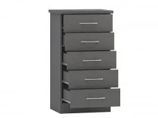 Seconique Seconique Nevada Matt Grey 5 Drawer Chest of Drawers