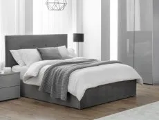 Julian Bowen Julian Bowen Shoreditch 4ft6 Double Grey Velvet Fabric Ottoman Bed Frame