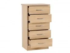 Seconique Seconique Nevada Sonoma Oak 5 Drawer Chest of Drawers