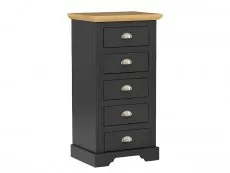 Seconique Seconique Toledo Grey and Oak 5 Drawer Tall Narrow Chest of Drawers