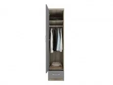 Seconique Seconique Nevada Grey Gloss and Oak 1 Door 1 Drawer Wardrobe