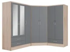 Seconique Seconique Nevada Grey Gloss and Oak 2 Door Corner Wardrobe