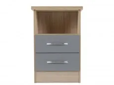 Seconique Seconique Nevada Grey Gloss and Oak 2 Drawer Bedside Table