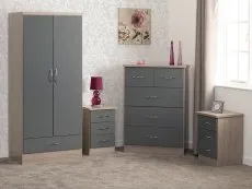 Seconique Seconique Nevada Grey Gloss and Oak 4 Piece Bedroom Furniture Package