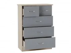 Seconique Seconique Nevada Grey Gloss and Oak 4 Piece Bedroom Furniture Package