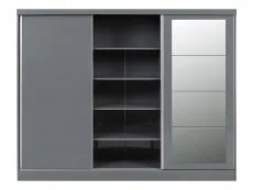 Seconique Seconique Nevada Grey High Gloss Sliding Mirrored Triple Wardrobe