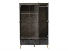 Seconique Seconique Nordic Concrete Effect 3 Door 3 Drawer Wardrobe