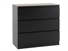 Seconique Seconique Malvern Black 3 Drawer Low Chest of Drawers