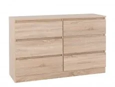 Seconique Seconique Malvern Sonoma Oak 3+3 Drawer Chest of Drawers