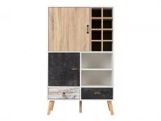 Seconique Seconique Nordic White and Oak 2 Door 2 Drawer Wine Cabinet