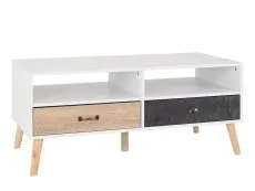 Seconique Seconique Nordic White and Oak 2 Drawer Coffee Table