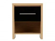 Seconique Seconique Seville Black High Gloss and Oak 1 Drawer Bedside Table