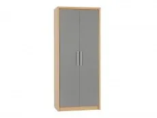 Seconique Seconique Seville Grey High Gloss and Oak 2 Door Double Wardrobe