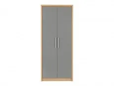 Seconique Seconique Seville Grey High Gloss and Oak 2 Door Double Wardrobe