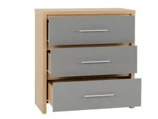 Seconique Seconique Seville Grey High Gloss and Oak 3 Piece Bedroom Furniture Package