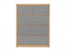 Seconique Seconique Seville Grey High Gloss and Oak 3+2 Drawer Chest of Drawers