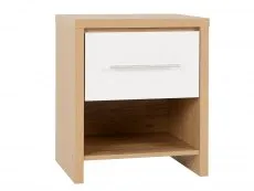 Seconique Seconique Seville White High Gloss and Oak 1 Drawer Bedside Table