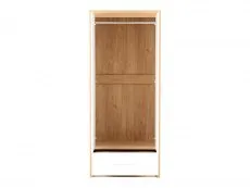 Seconique Seconique Seville White High Gloss and Oak 2 Door 1 Drawer Wardrobe