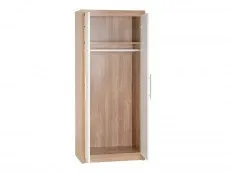 Seconique Seconique Seville White High Gloss and Oak 2 Door Double Wardrobe