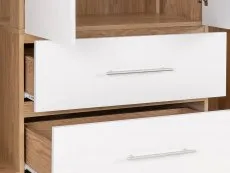 Seconique Seconique Seville White High Gloss and Oak 4 Door 2 Drawer Wardrobe