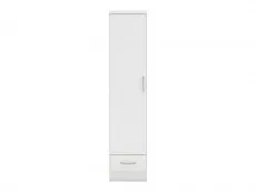 Seconique Seconique Nevada White High Gloss 1 Door 1 Drawer Wardrobe