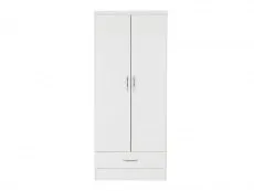 Seconique Seconique Nevada White High Gloss 2 Door 1 Drawer Wardrobe