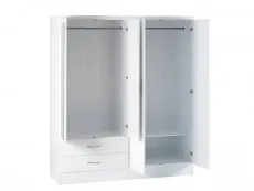 Seconique Seconique Nevada White High Gloss 4 Door 2 Drawer Mirrored Wardrobe