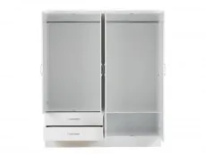 Seconique Seconique Nevada White High Gloss 4 Door 2 Drawer Mirrored Wardrobe