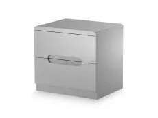 Julian Bowen Julian Bowen Manhattan Grey High Gloss 2 Drawer Bedside Table