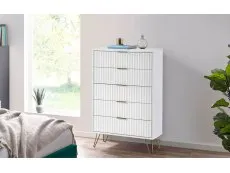 Julian Bowen Julian Bowen Murano Matte White 5 Drawer Chest of Drawers