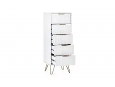 Julian Bowen Julian Bowen Murano Matte White 5 Drawer Tall Narrow Chest of Drawers