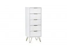 Julian Bowen Julian Bowen Murano Matte White 5 Drawer Tall Narrow Chest of Drawers