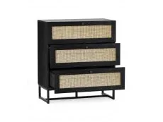 Julian Bowen Julian Bowen Padstow Black and Rattan 3 Drawer Chest of Drawers