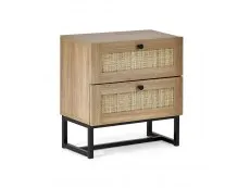 Julian Bowen Julian Bowen Padstow Rattan and Oak 2 Drawer Bedside Table