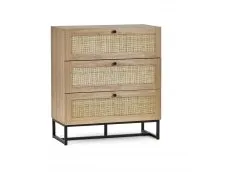 Julian Bowen Julian Bowen Padstow Rattan and Oak 3 Drawer Chest of Drawers