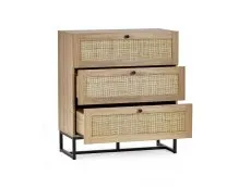 Julian Bowen Julian Bowen Padstow Rattan and Oak 3 Drawer Chest of Drawers