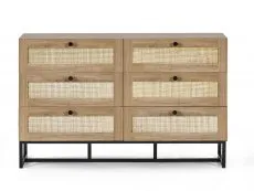 Julian Bowen Julian Bowen Padstow Rattan and Oak 6 Drawer Chest of Drawers