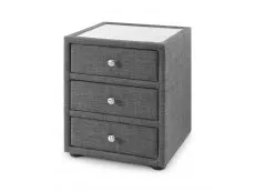 Julian Bowen Julian Bowen Sorrento Grey Linen Fabric 3 Drawer Bedside Table