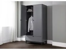 Julian Bowen Julian Bowen Chloe Storm Grey 2 Door 1 Drawer Wardrobe