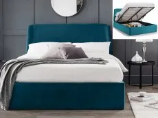 Julian Bowen Julian Bowen Frida 5ft King Size Teal Velvet Fabric Ottoman Bed Frame