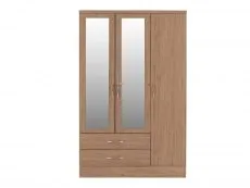 Seconique Seconique Nevada Rustic Oak 3 Door 2 Drawer Mirrored Triple Wardrobe