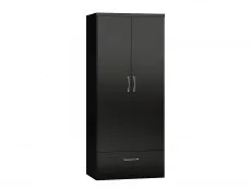 Seconique Seconique Nevada Black High Gloss 2 Door 1 Drawer Wardrobe