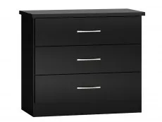 Seconique Seconique Nevada Black High Gloss 3 Drawer Chest of Drawers